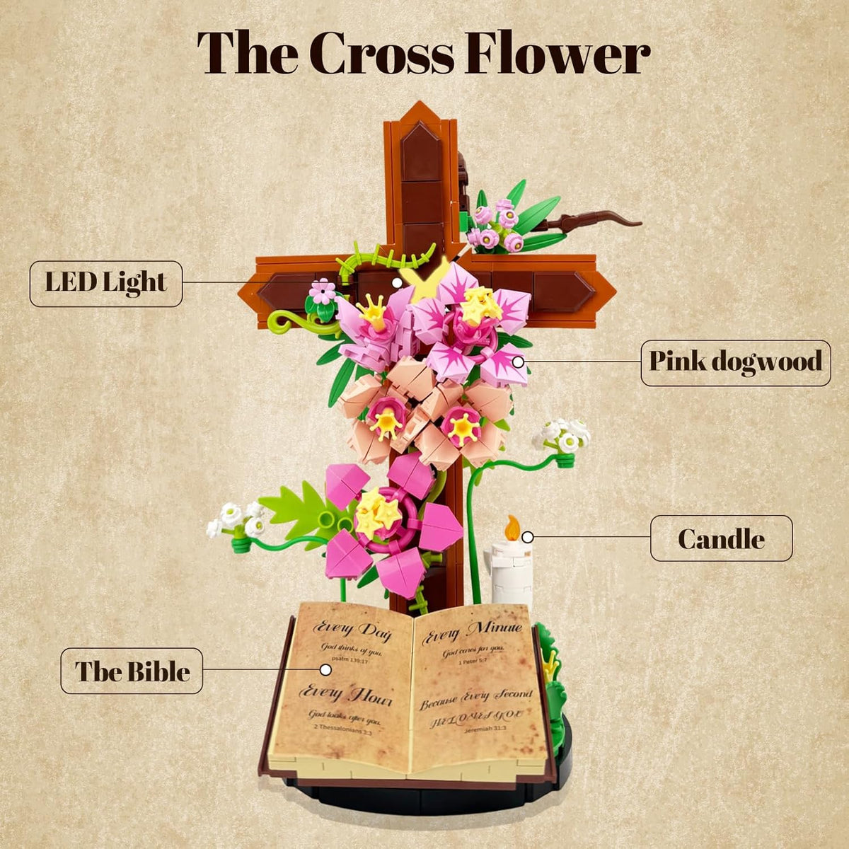 FaithGlow Cross Flower Building Set